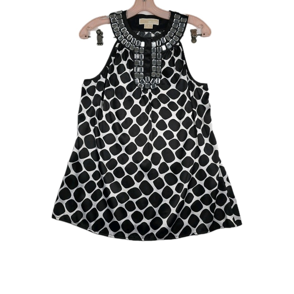 Michael Kors MK Women's Size‎ 8 Black White Sleeveless Top Animal Print
